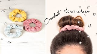 HOW TO MAKE CROCHET SCRUNCHIES  DIY  TUTORIAL STEPBYSTEP FOR BEGINNERS [upl. by Seow]