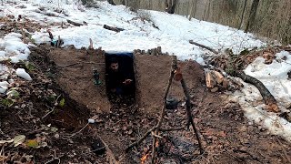 WINTER CAMPING in UNDERGROUND BUNKER  WAKE UP in SNOWSTORM  BUSHCRAFT  Emergency Survival Shelter [upl. by Jammin]