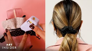 How To DIY NoSew Scrunchies With Hot Glue [upl. by Natsyrk384]