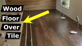 Install Hardwood Flooring Over Tile Floor Double Glue Down Method [upl. by Herzog]