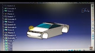 CATIA V5  CAR DESIGN 1  Surface and wireframe [upl. by Lucy]