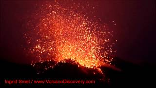 Lava flow and large explosion from Stromboli volcano Eolian Islands Italy [upl. by Aldon306]