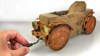 Vintage Wooden Toy Car  Restoration amp Repair [upl. by Ttergram]