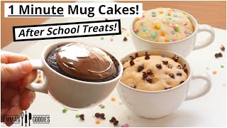 1 Minute Microwave Mug Cake Recipes  3 Back To School Treats [upl. by Weywadt]