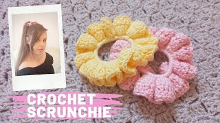 CROCHET EASY SCRUNCHIE  BEGINNER TUTORIAL QUICK AND EASY DIY [upl. by Leal]