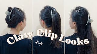 3 Different Claw Clip Hairstyles Tutorial [upl. by Georgy705]