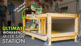 Garage WORKBENCH  MITER SAW Station  OUTFEED Table Combo Build Part 1 [upl. by Johanna]