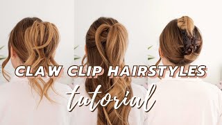 3 EASY CLAW CLIP HAIRSTYLES 90s and French Twist [upl. by Hoban]