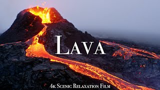 Volcano amp Lava 4K  Scenic Relaxation Film With Calming Music [upl. by Bonnie11]