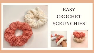 EASY CROCHET SCRUNCHIES  CROCHET BY BEV [upl. by Anotyad]