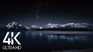 8 Hours Nighttime Ambience  4K Grand Teton and Milky Way  Nature soundscapes [upl. by Khudari]