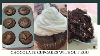 Chocolate Cupcakes in Microwave Convection  Eggless Cupcakes [upl. by Girardo]