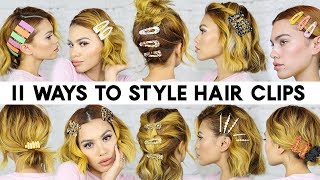 11 EASY Ways to Style HAIR CLIPS for Short Hair Braidless [upl. by Damien]