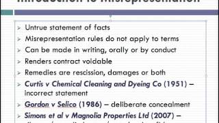 Misrepresentation Lecture 1 of 4 [upl. by Innep]