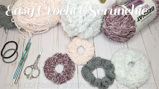 EASY CROCHET DIY Scrunchie  BEGINNER TUTORIAL [upl. by Maccarone99]