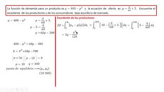 EXCEDENTE DE LOS CONSUMIDORES Y PRODUCTORES [upl. by Cull658]