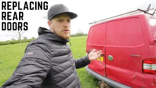 VW T5 Restoration Ep3 How To Replace Damaged Rear Doors Transporter [upl. by Tertius]