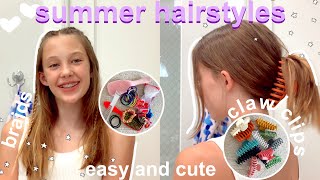 CUTE AND EASY SUMMER HAIRSTYLES  how to braid  claw clips braids and more hairstyles [upl. by Spratt]