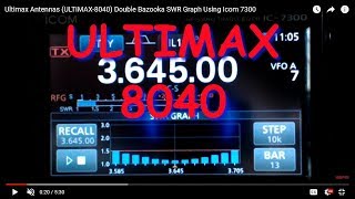 Ultimax Antennas ULTIMAX8040 Double Bazooka SWR Graph Using Icom 7300 [upl. by Vedetta256]